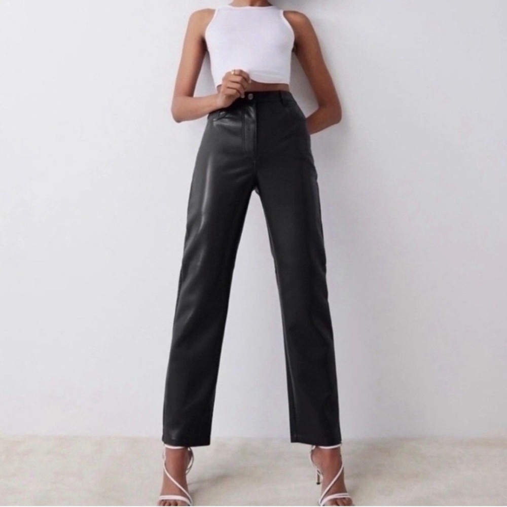 Wilfred Melina Vegan Leather Pants Women 6 Black Excellent High Rise Straight
